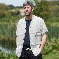 The Cardigan Shirt - Flax Pinstripe