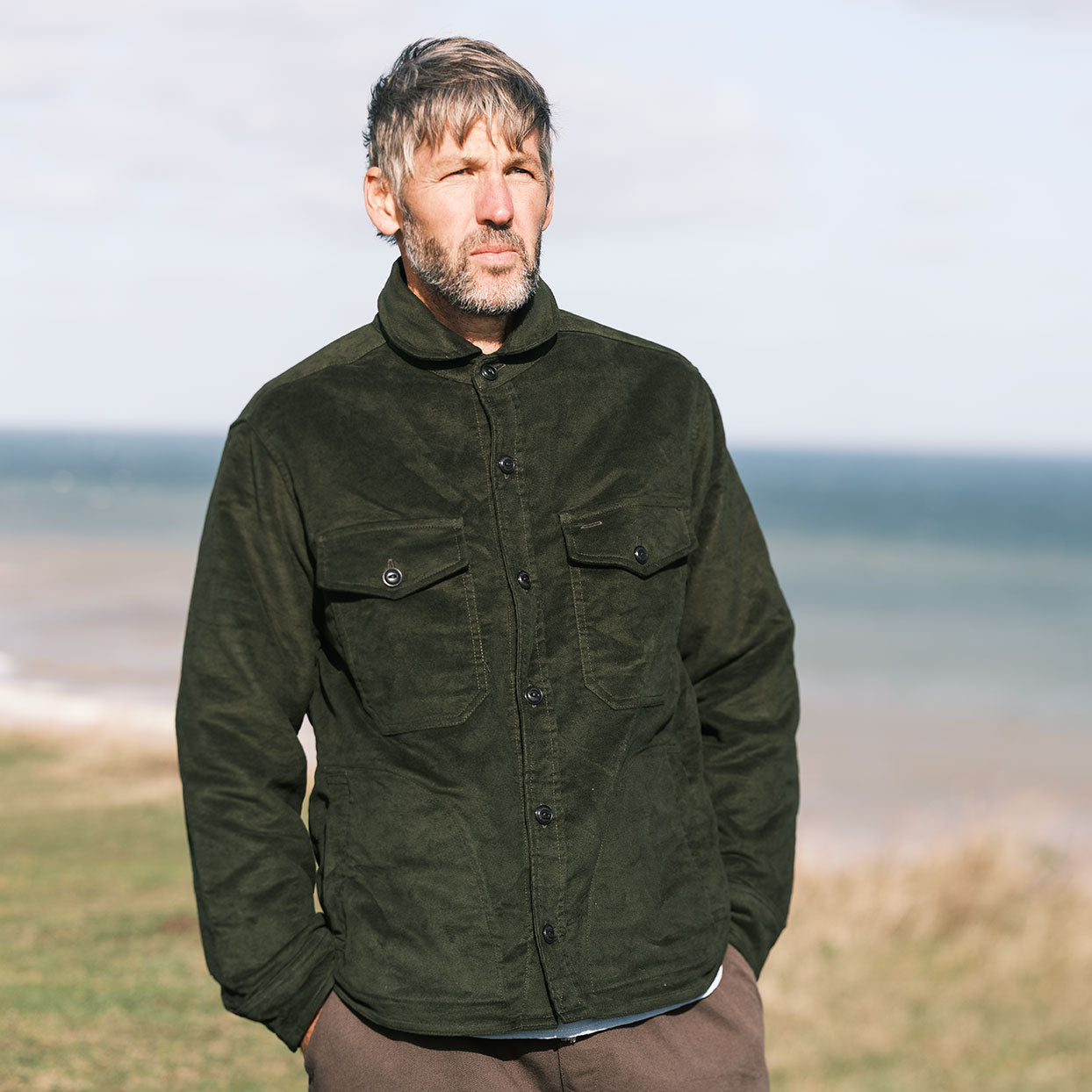 The Maritime Overshirt - Olive Moleskin