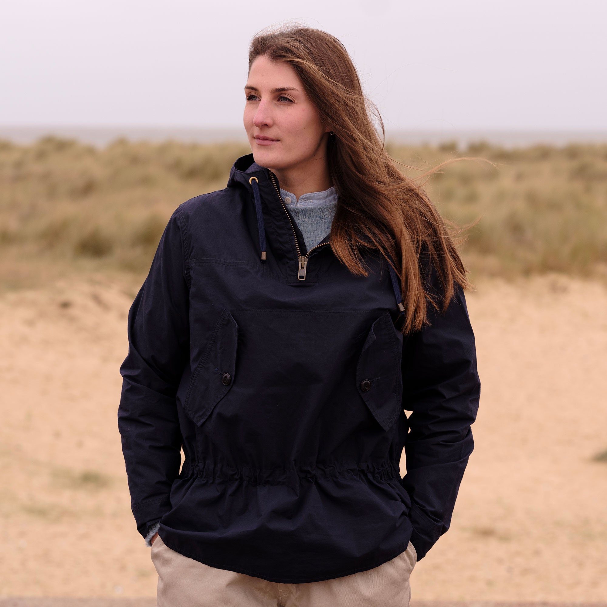 The Hooded Smock - Navy – yarmouthoilskins