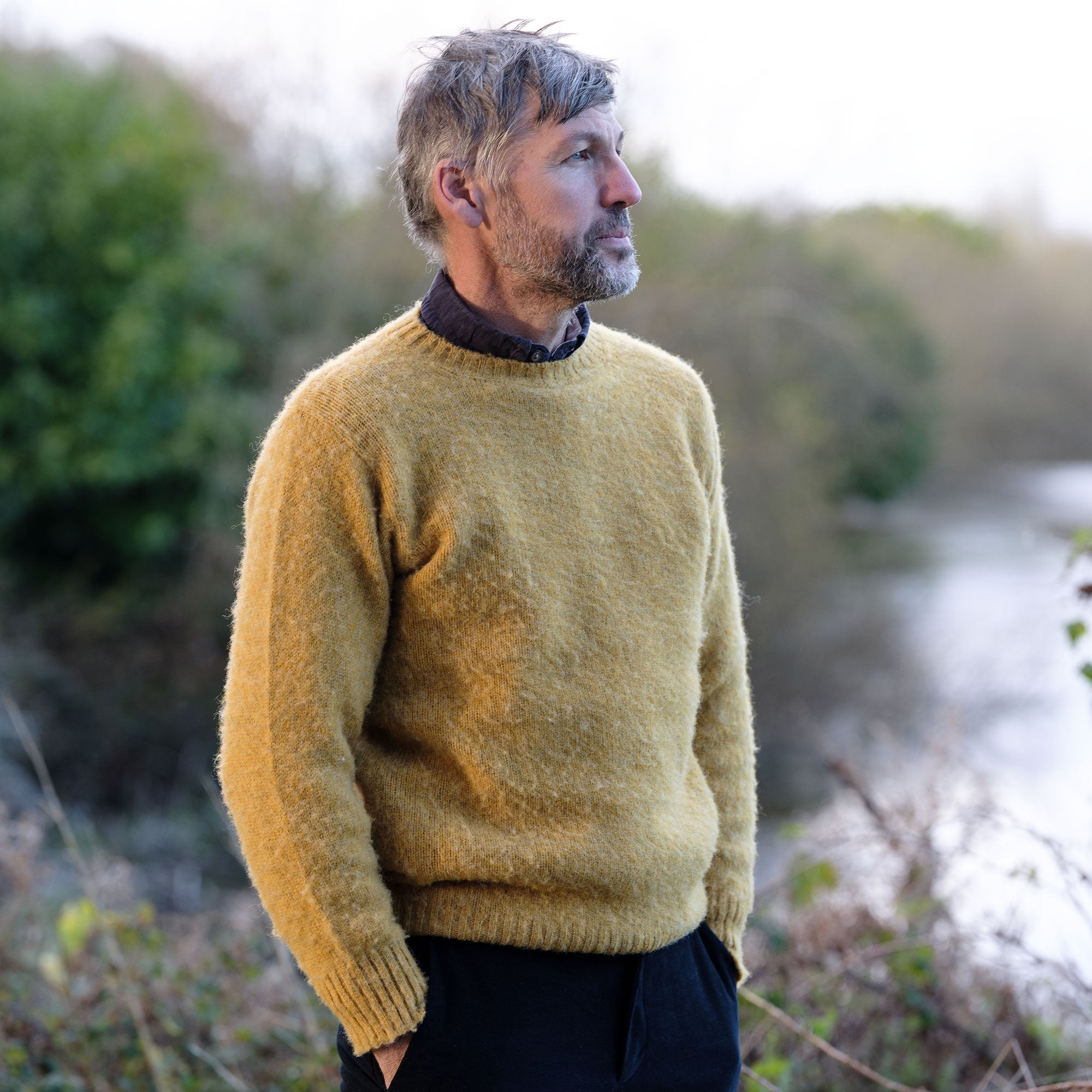 The Brushed Shetland Pullover - Mustard