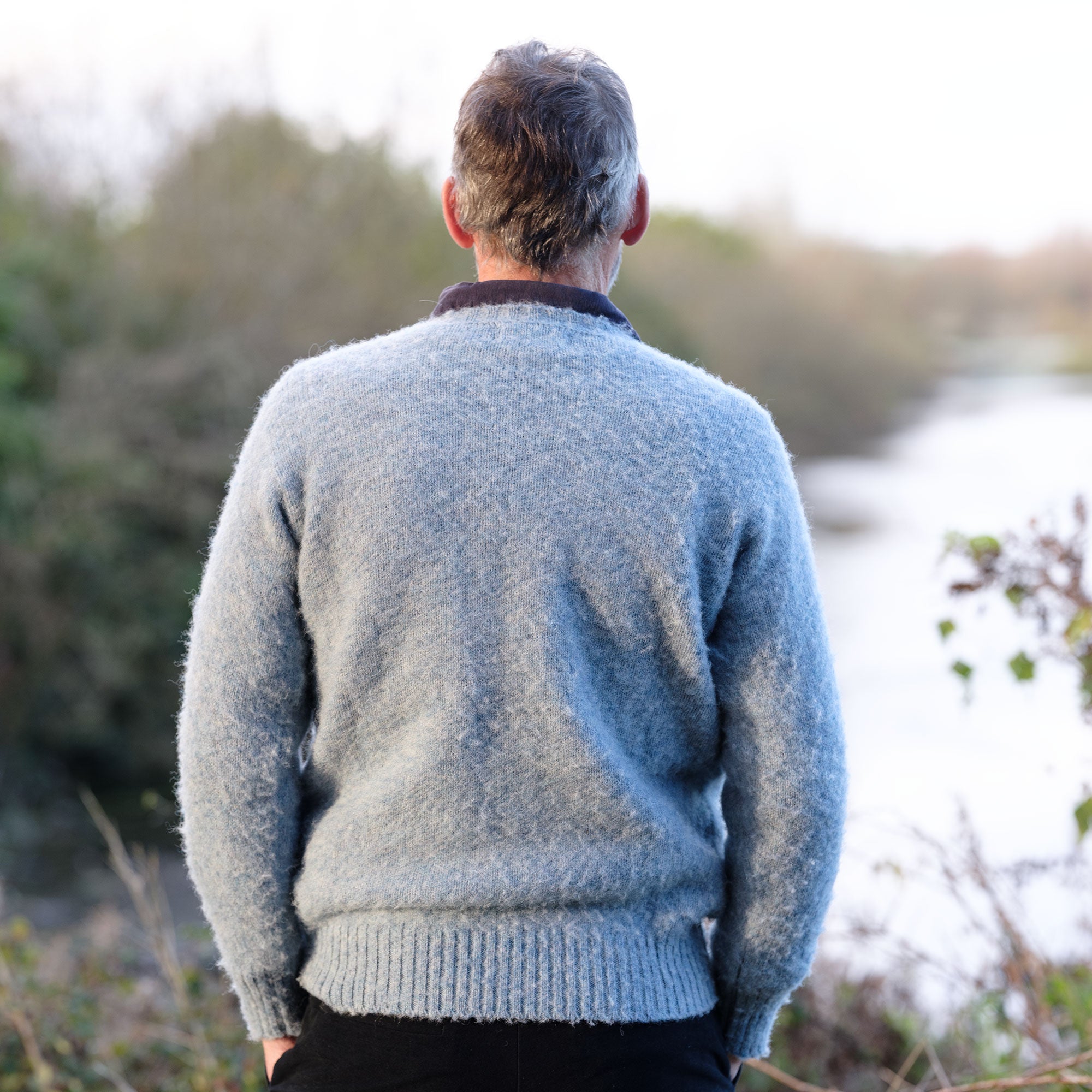 The Brushed Shetland Pullover - Sky