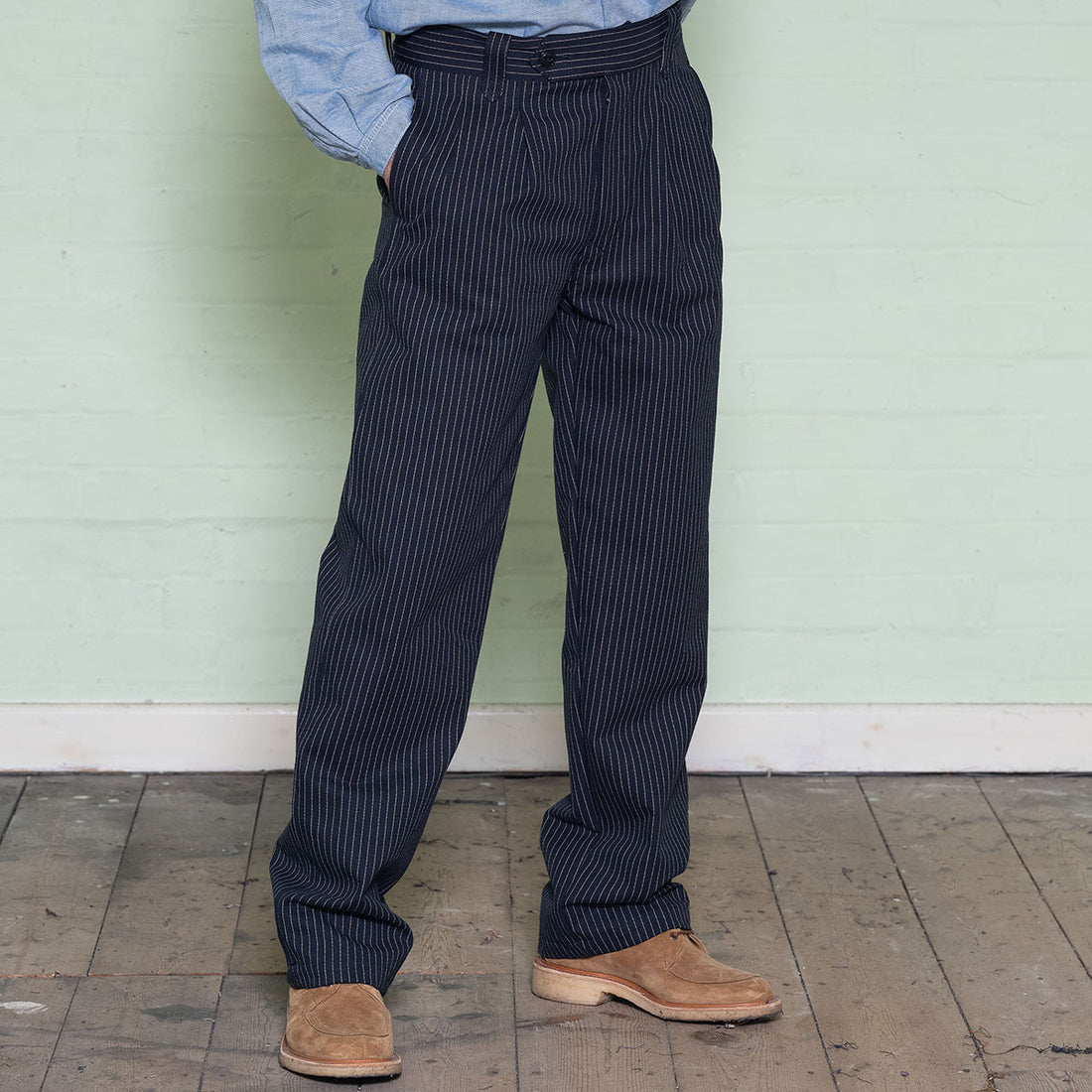 Chambray All Day Chalk Stripe High-Rise Easy Pants