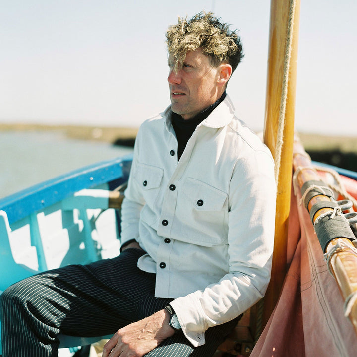 Yarmouth Oilskins - The Admiralty Shirt - Grandad Collar - Cotton - White L